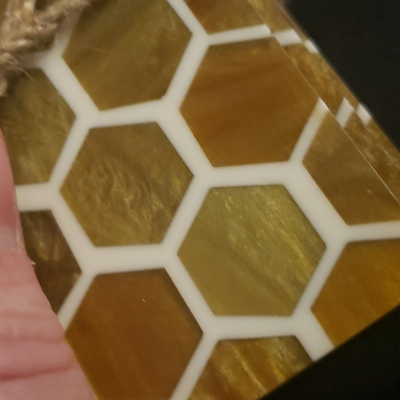 The Boston Warehouse Set of 4 Square Honeysuckle Homestead Resin & Wood Coasters - Picture 10 of 15